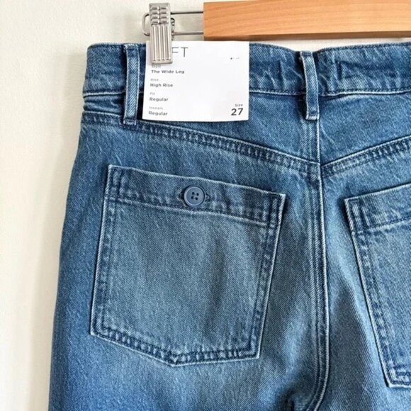 LOFT Sailor High Rise Wide Leg Crop Jeans in Vintage Indigo NEW - Picture 5 of 6